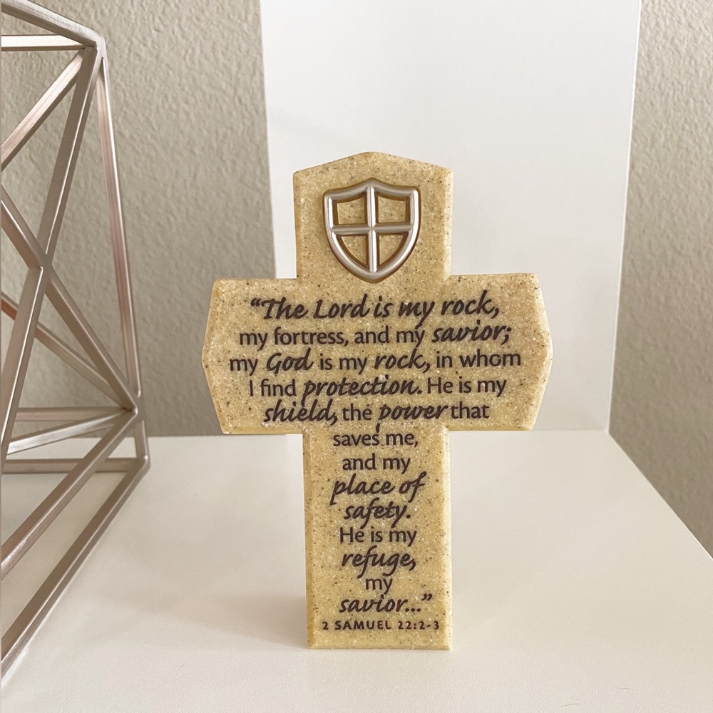 Christian cross decor with scripture